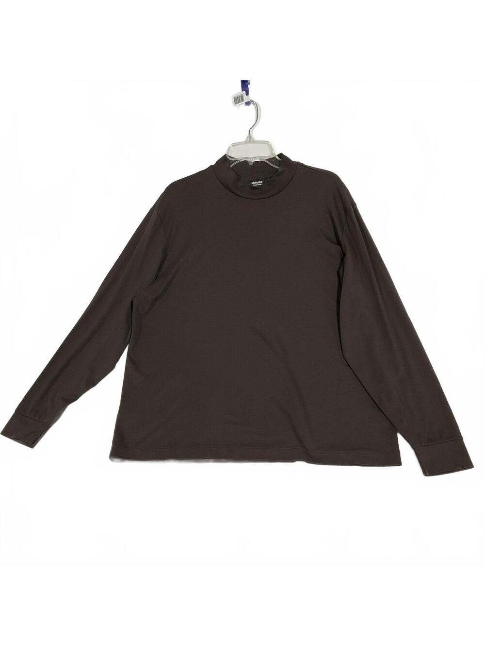 Murano Liquid Luxury Brown Long Sleeve Cotton Top XL b34